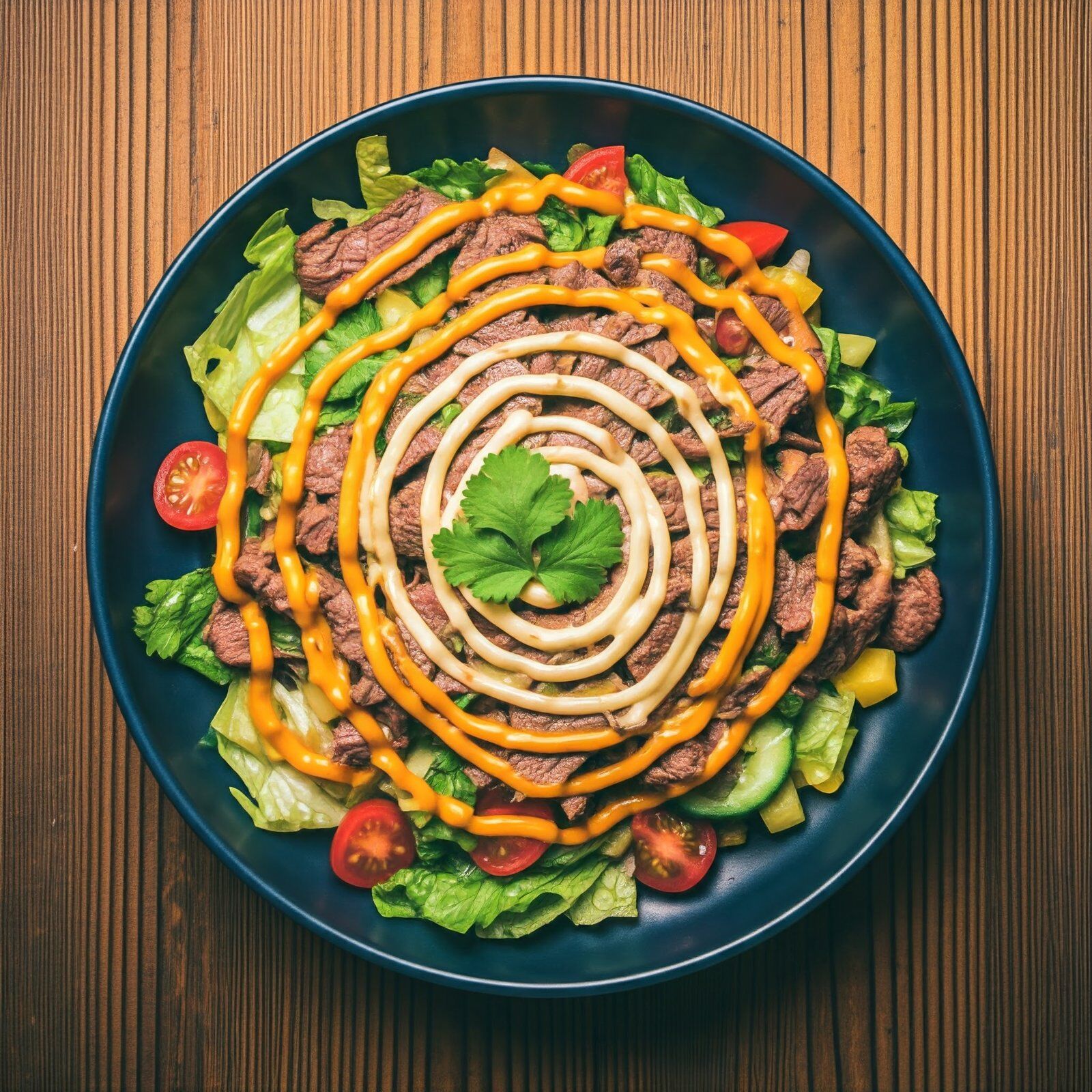 Tandoori BBQ rainbow beef salad