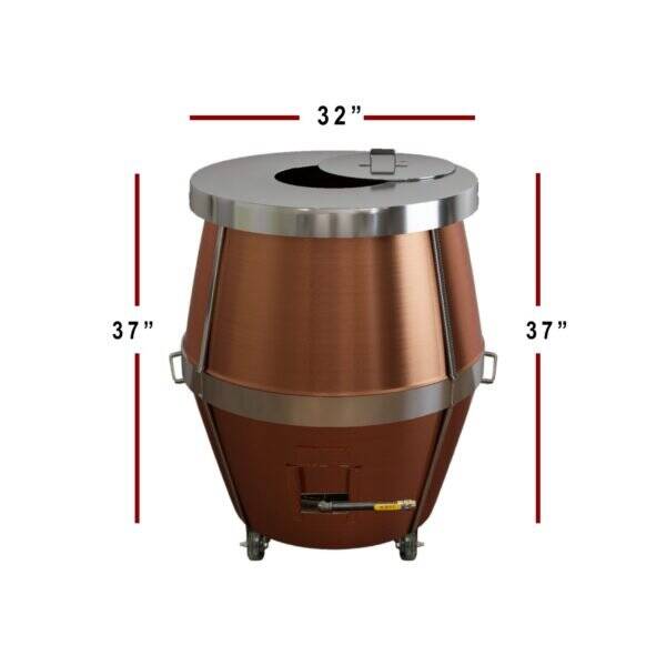 A02 32 x 32 Gas Tandoor Oven Measurement Image Propane Gas Tandoor Oven A02 Model with Measurement text of 32 inches in diameter and 37 inches in height.