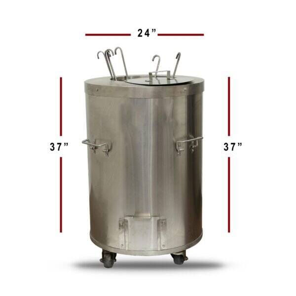 CS03 24 x 24 Round Portable Clay Tandoor Oven Measurement Image Portable Charcoal Tandoor Oven CS03 – Full Dimensions 24x24x37 inches